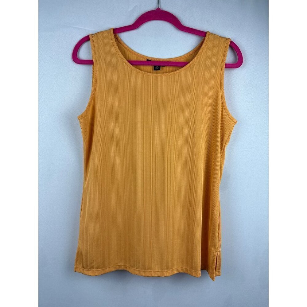 Iman Womens Mustard Sleeveless Ribbed Tank Top S